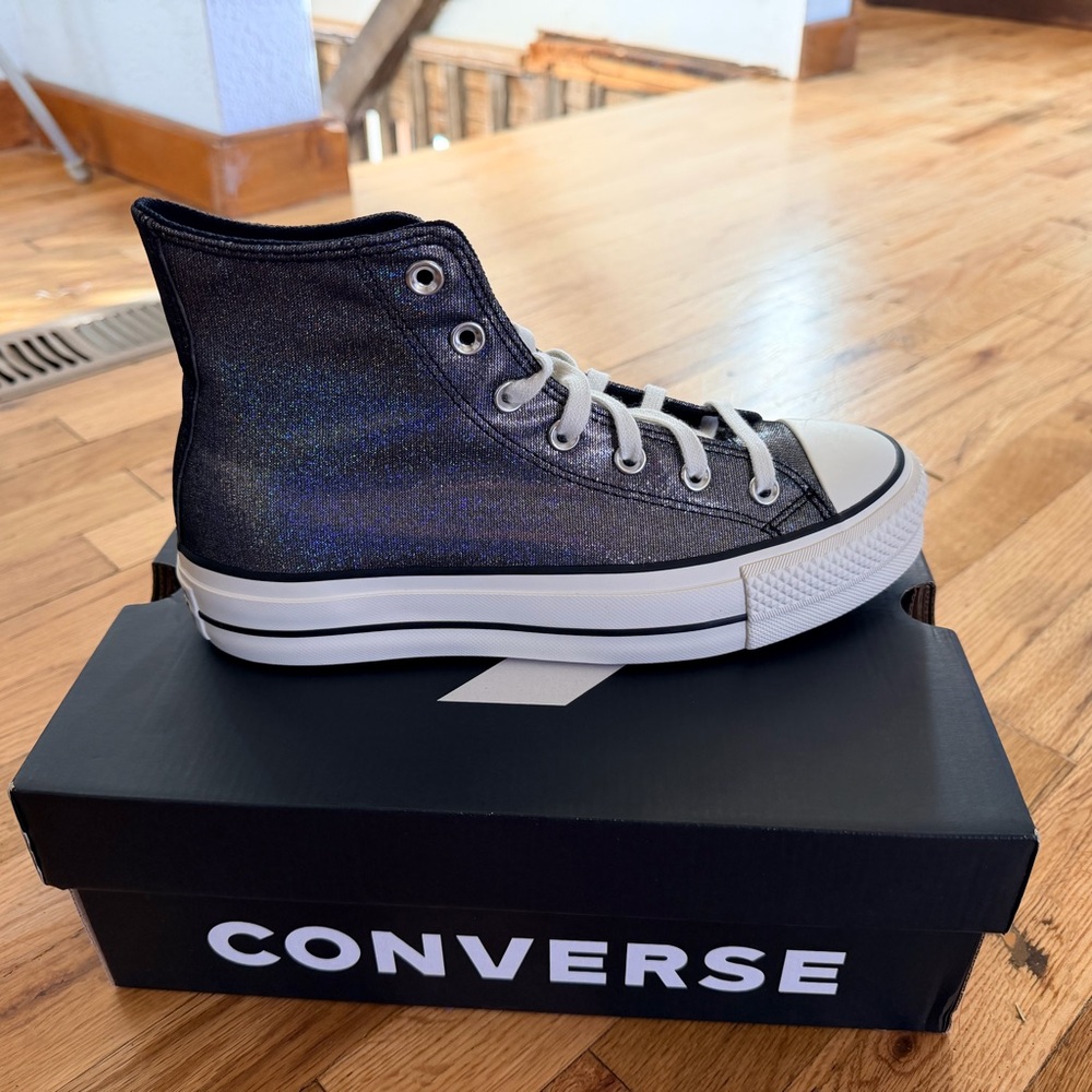 Converse Black High Top Platform Sneakers - Picture 3 of 6
